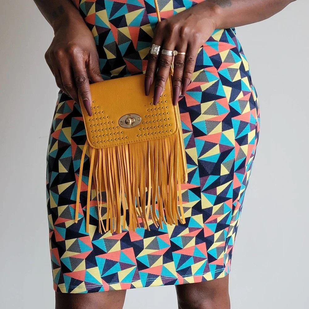 Fringe Crossbody Bag | Amber Orange Crossbody Purse | Fringe Bag - Picture 1 of 5